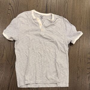 J. Crew Casual Striped White and Gray Shirt